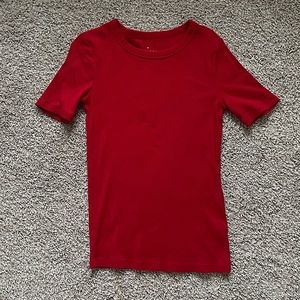 ❤️Red Ribbed Knit Top -XS